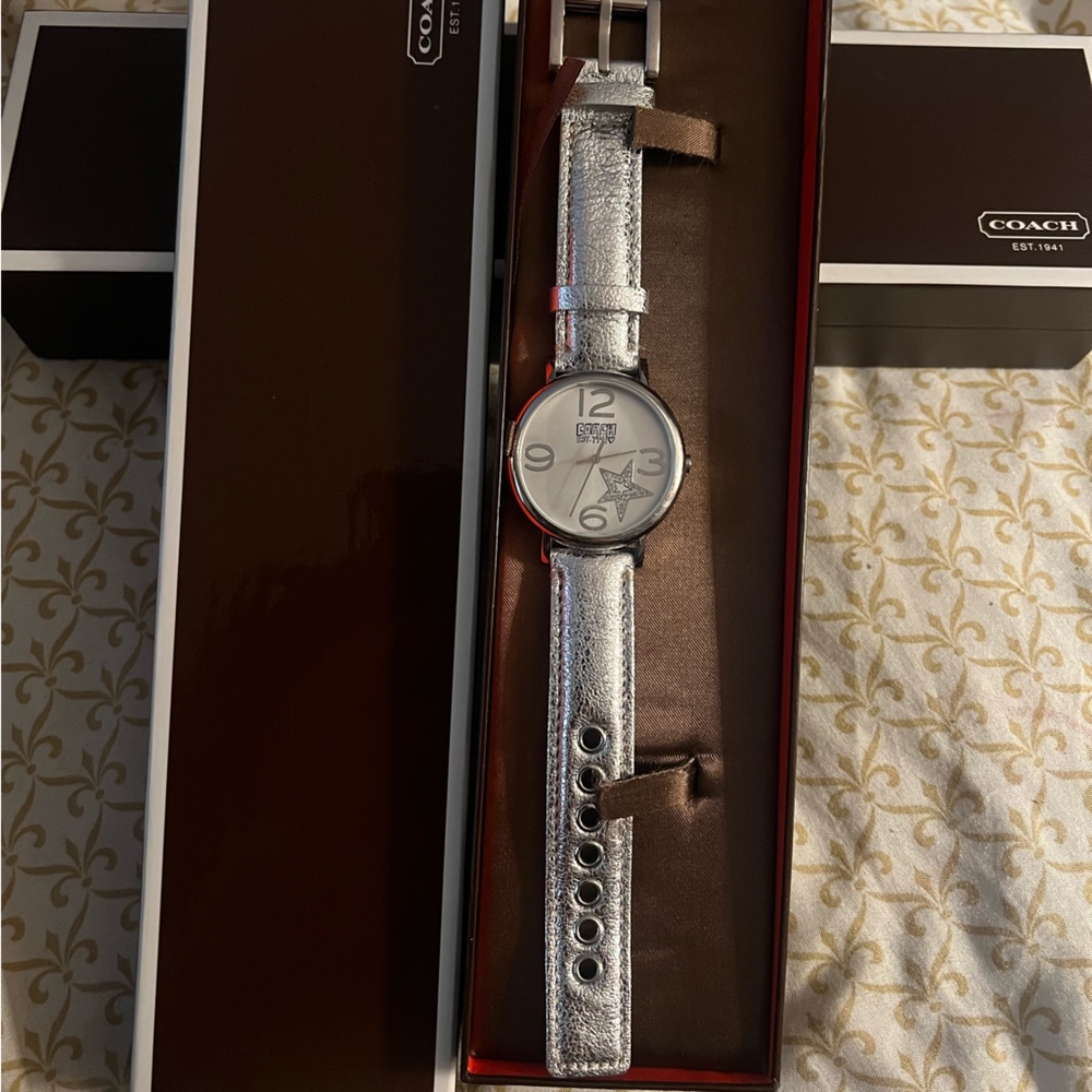 Coach star watch with leather strap